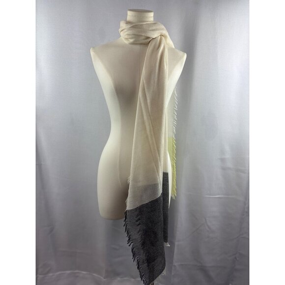 Colorblock Soft Cashmere-Blend Scarf With Fringe Edges - Picture 2 of 5